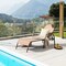 Adjustable Patio Chaise Lounge with Sun Canopy and Cup Holder Brown